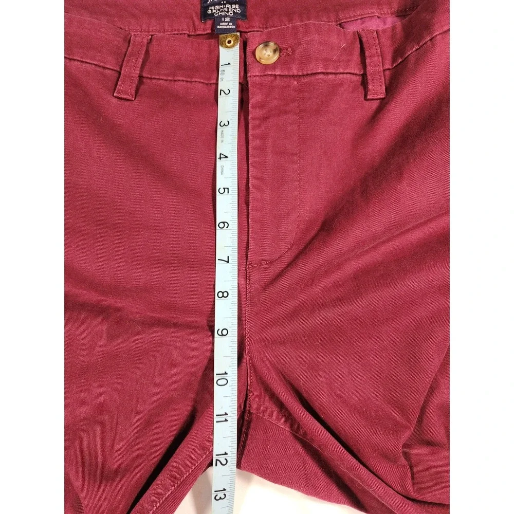 J. Crew High Rise Girlfriend Chinos‎ Dark Red Crimson Size 12